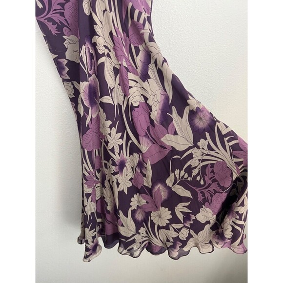 Collette Dinnigan Floral Maxi Dress 100% Silk Purple Flutter Sleeves Vintage - Picture 4 of 10